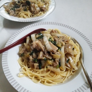 鶏ももと白菜と舞茸のあんかけスパ